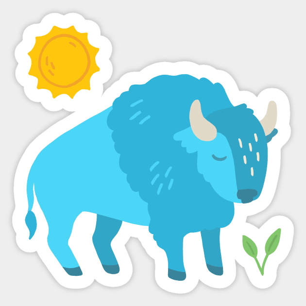 Blue bison Sticker by Katie Nieland Art